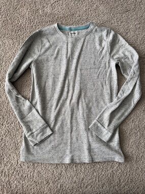 Boys Light Heather Gray Long Sleeve Waffle Knit Top super Soft